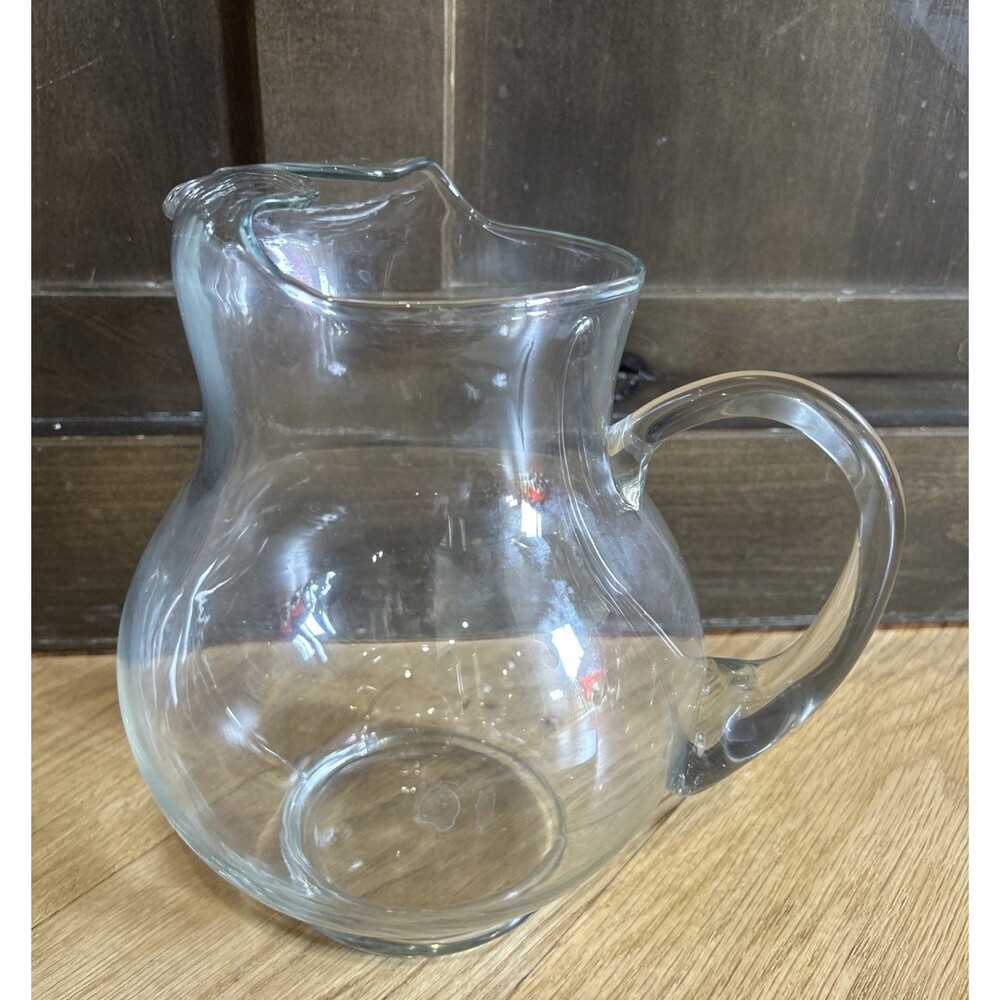 Vintage Clear Glass Kool-Aid Style Pitcher 9" Ice Lip Water Tea Juice Unmarked